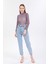 Dunyam Jeans Kadın Antrasit Tül Transparan Bluz