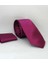 Mürdüm Slim Fit (Ince) Düz Renk Mendilli Saten Kravat. 1