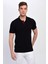 Erkek Polo Yaka Likralı T-Shirt Siyah T621 1