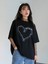 Kadın Çizgili Figür Kalp T-Shirt Have A Holiday Baskılı 1