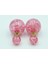 Opal Boncuk Renkli Kristal Küre Saplama Küpe 11 Renk Pembe 1