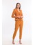Beli ve Paçası Lastikli Cepli Scuba Krep Pantolon PNT33884 Safran 2