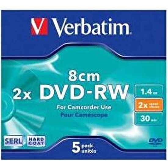 Verbatim DVD-RW Mini 1.4 GB 8 cm 2x Hızında 5'li Kutu