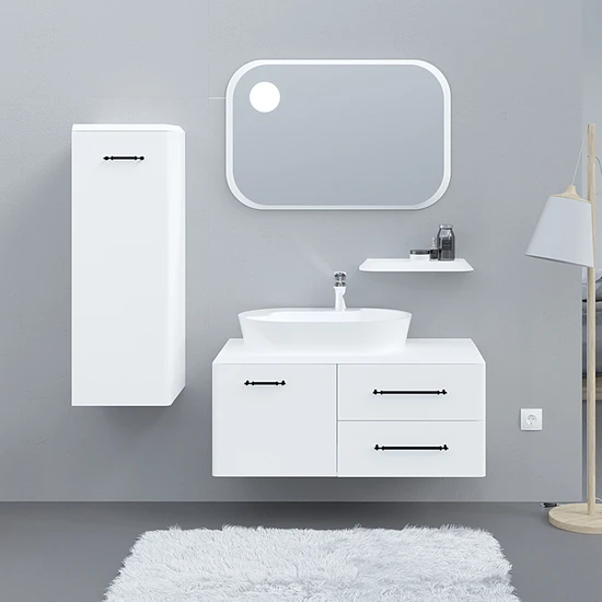 Denko Atlas 100 cm Mdf Banyo Dolabı Takımı ve Boy Dolabı