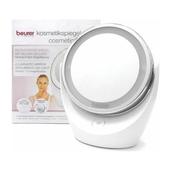 Beurer BS 59 Lighted Makeup Mirror, Chrome, 41.5 x 18 x 28 cm