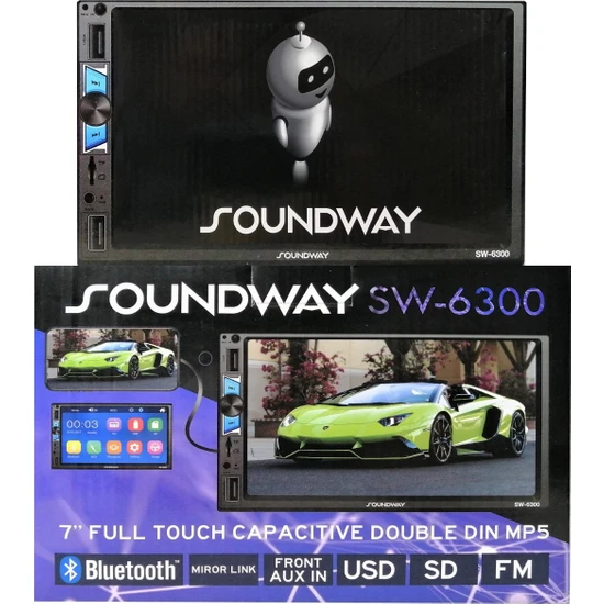 Soundway SW-6300 7” Tofaş Uyumlu Tam Dokunmatik Kapasitif Çift Dın Mp5 & Geri Görüş Kamerası