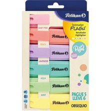 EKS Ticaret Pelikan 6'lı Pastel Renkli Fosforlu Kalem Seti Ergonomik Tasarım