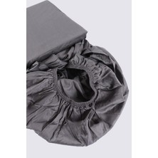 Ecocotton Battal Boy Lastikli Çarşaf %100 Organik Pamuk Saten Antrasit 180X200 cm