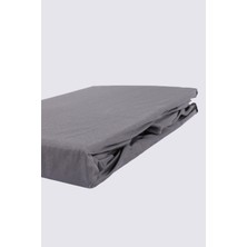 Ecocotton Battal Boy Lastikli Çarşaf %100 Organik Pamuk Saten Antrasit 180X200 cm