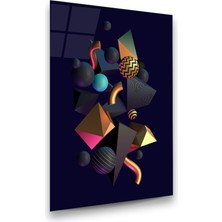 Glass Art 3 Boyutlu Şekiller Dikey Cam Tablo