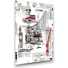 Glass Art Dünya Illüstratör Dikey Cam Tablo