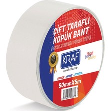 Kraf 50 mm x 5 mt Çift Taraflı Köpük Bant 5050G Uzun Ömürlü Tüm Yüzeylerde Kullanım İçin Uygun