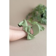 First Step Yeşil Kız Bebek Suni Deri Fiyonklu Babet Patik