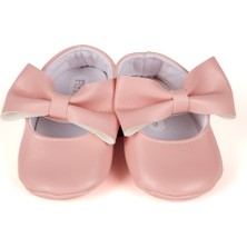 First Step Pembe Kız Bebek Suni Deri Fiyonklu Babet Patik