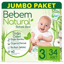 Bebem Natural Bebek Bezi 3 Beden Midi 34 Adet