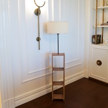 Homing Krem Başlıklı Dekoratif Raflı Lambader