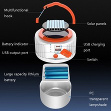 Zsykd 20 W Acil Aydınlatma LED Asılı Işıklar Solar Şarj Açık Kamp Işık, Destek USB Çıkışı (Beyaz) (Yurt Dışından)