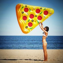 Zsykd 180x130cm Pizza Dilimi Şeklinde Şişme Deniz Yatağı - Turuncu (Yurt Dışından)