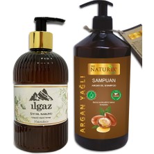 Argan Şampuan Tuzsuz Argan Yağlı Günlük Bakım Şampuanı 600 ml + Naturalnes Parfümlü Sıvı Sabun 475ML