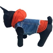 Ziggy Dog Küçük Irk Köpek Için Turuncu Sweatshirt Jean Yelek