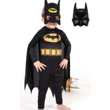 Batman Çocuk Kostümü Maskeli - Pelerinli ve 2 Adet Maskeli