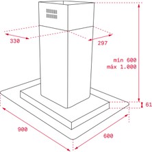 Teka DG3 985 Ada Tipi Davlumbaz 796 m³/h Inox/Cam 90 cm 40485150