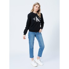 Calvin Klein J20J219140BEH Bisiklet Yaka Normal Kalıp Siyah Kadın Sweatshirt