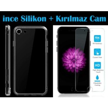Kılıfist iPhone 7 8 Kılıf Tam Koruma Şeffaf Silikon Kılıf + Kırılmaz Cam