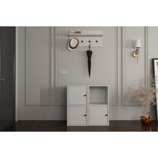 Duvar Askılıklı Ayakkabılıklı Portmanto Beyaz 67 cm PRT-1019-Ç