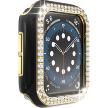 Zsykd Çift Sıra Elmas 2 Renkli Elmalı Pc Saat Kılıf Apple Watch Uyumlu Serisi 3 & 2 & 1 38 mm Siyah + Altın (Yurt Dışından)