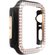 Zsykd Çift Sıra Elmas 2 Renkli Elmalı Pc Saat Kılıf Apple Watch Uyumlu Serisi 3 & 2 & 1 38 mm Siyah + Rose Gold (Yurt Dışından)