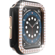 Zsykd Çift Sıra Elmas 2 Renkli Elmalı Pc Saat Kılıf Apple Watch Uyumlu Serisi 3 & 2 & 1 38 mm Siyah + Rose Gold (Yurt Dışından)