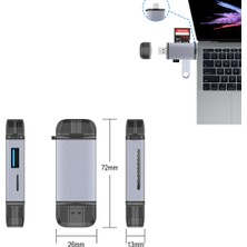 Coverzone 6 In 1 Usb, Type-C, Mikro USB To Usb2.0/tf/sd Kart Okuyucu 3 Port Hub Adaptör Çevirici