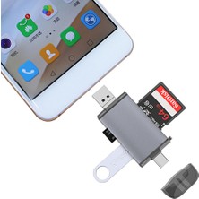 Coverzone 6 In 1 Usb, Type-C, Mikro USB To Usb2.0/tf/sd Kart Okuyucu 3 Port Hub Adaptör Çevirici