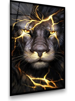 Glass Art Gold Aslan Dikey Cam Tablo