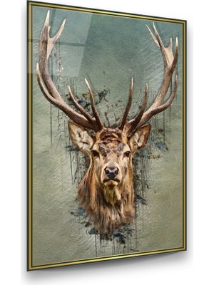 Glass Art Geyik Dikey Cam Tablo