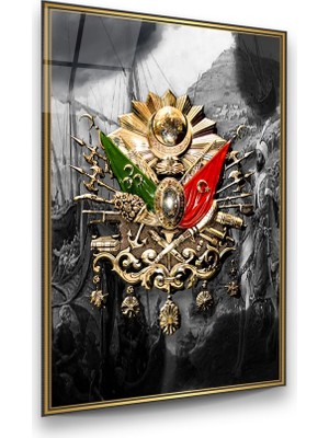 Glass Art Osmanlı Tuğrası Dikey Cam Tablo