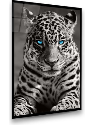 Glass Art Leopar Dikey Cam Tablo