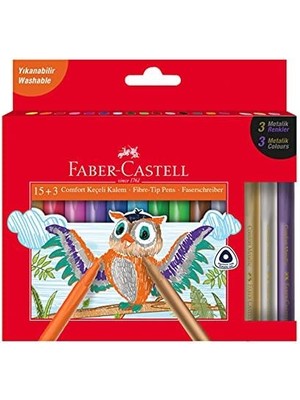 EKS Ticaret Faber-Castell Comfort Keçeli Kalem 15 + 3 Metalik