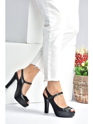 Fox Shoes Siyah/Siyah Platform Topuklu Kadın Abiye Ayakkabı M348007009