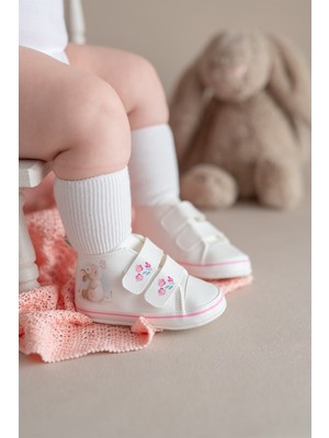 First Step Tavşan Kız Bebek Cırtcırtlı Patik Ayakkabı