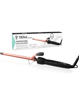 Trina Profesyonel Saç Maşası 13 mm Seramik Kaplama Rose Gold 200°C Isı ile Pürüzsüz Dalga
