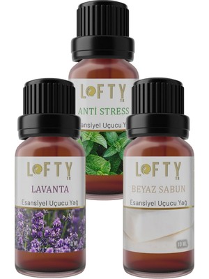 Lofty Lavanta, Beyaz Sabun, Anti Uçucu Yağ Buhurdanlık Esansı Oda Kokusu Esans Buhur Yağı 10 ml