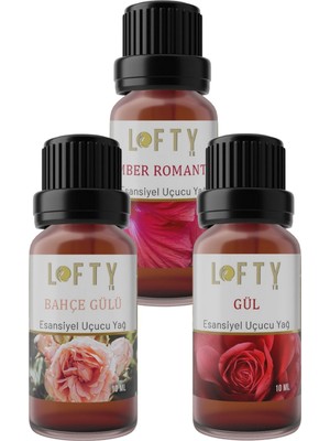 Lofty Gül, Bahçe Gülü, Amber Uçucu Yağ Buhurdanlık Esansı Oda Kokusu Esans Buhur Yağı 10 ml
