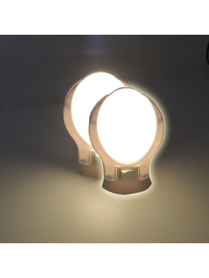 Sunlight Ufo LED Gece Lambası 0,5W Tasarruflu Işıklı Fişli Düğmeli 2 Adet Gün Işığı