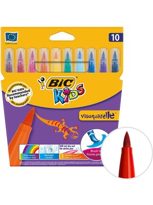 Bic Kids Visa 828964 Fırça Uçlu Keçeli Boya Kalemi 10'lu Paket