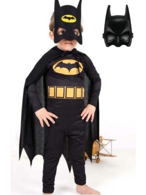 Batman Çocuk Kostümü Maskeli - Pelerinli ve 2 Adet Maskeli