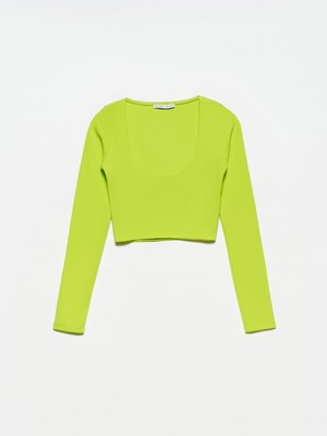 Dilvin 30111 Uzun Kollu Top-Lime