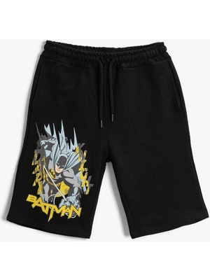 Koton Batman Baskılı Şort Lisanslı Beli Bağlamalı Lastikli