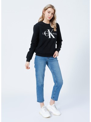 Calvin Klein J20J219140BEH Bisiklet Yaka Normal Kalıp Siyah Kadın Sweatshirt